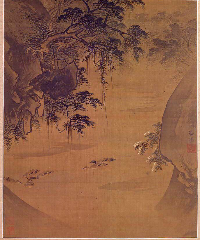 Autumn landscape with egrets and ducks, Lü Ji (Chinese, active late 15th century), Hanging scroll; ink and color on silk, China