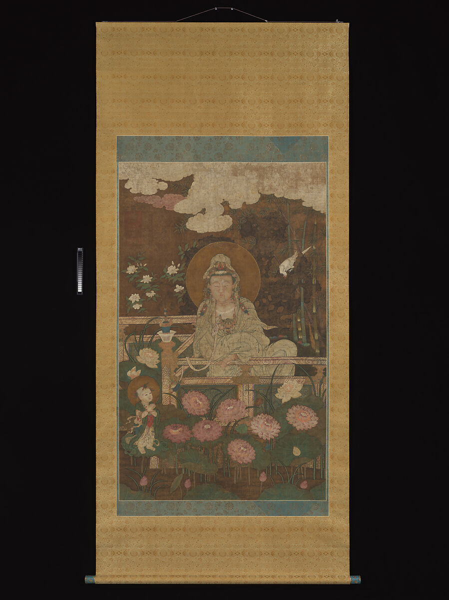 Guanyin as the Nine-Lotus Bodhisattva, Unidentified artist  , late 16th century, Hanging scroll; ink and color on silk, China