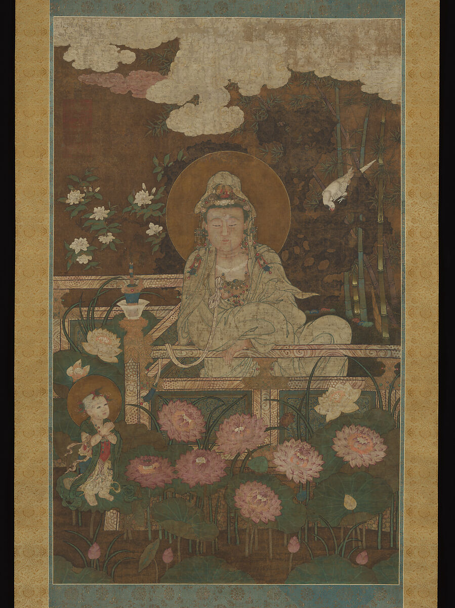Guanyin as the Nine-Lotus Bodhisattva, Unidentified artist  , late 16th century, Hanging scroll; ink and color on silk, China 