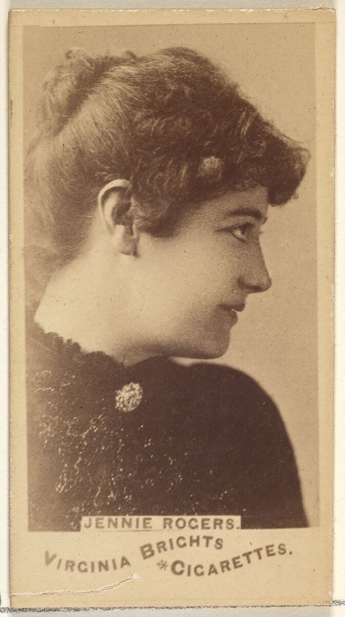 Jennie Rogers, from the Actors and Actresses series (N45, Type 1) for Virginia Brights Cigarettes, Issued by Allen &amp; Ginter (American, Richmond, Virginia), Albumen photograph 
