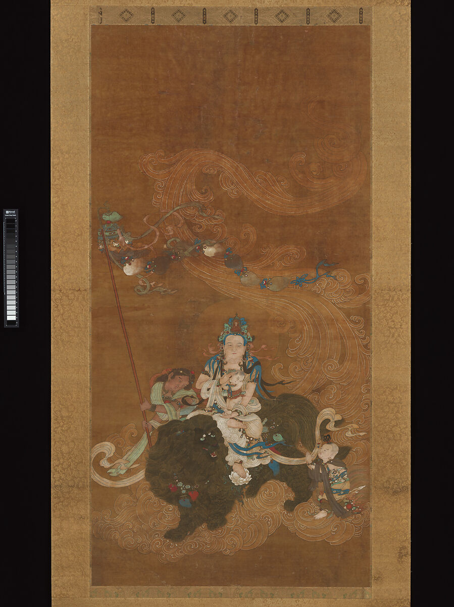 Guanyin the Bringer of Sons, Unidentified artist  , late 16th century, Hanging scroll; ink, color, and gold on silk, China 