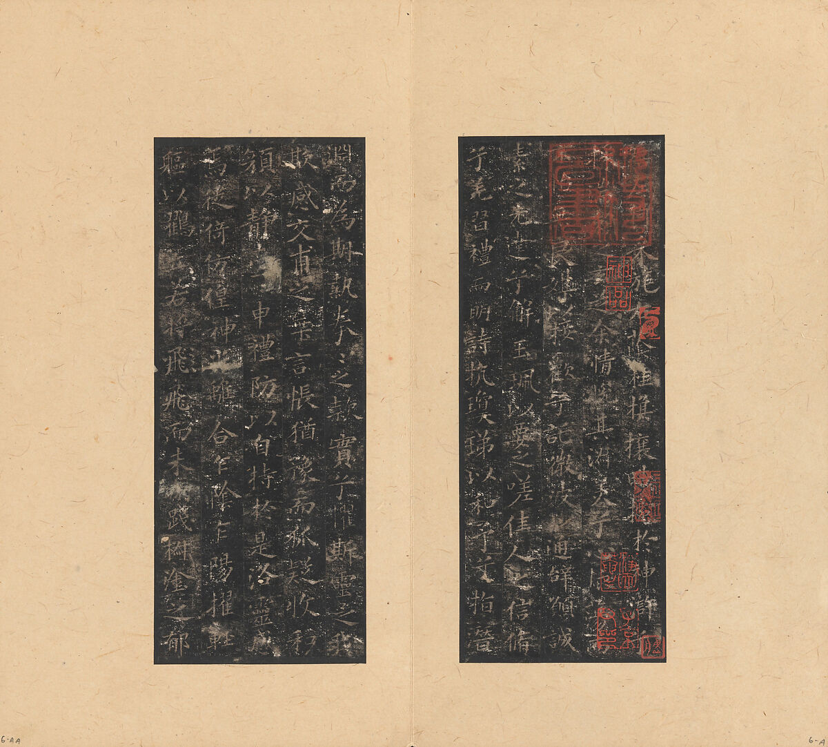 Eight Kinds of Jin and Tang Writings in Small Standard Script, Various artists Chinese, 4th–7th centuries, Set of rubbings mounted in an album of 45 leaves; ink on paper, China