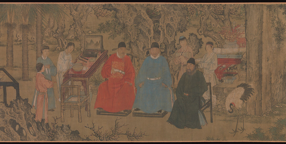 Elegant Gathering in the Apricot Garden, Xie Huan  Chinese, Handscroll; ink and color on silk, China