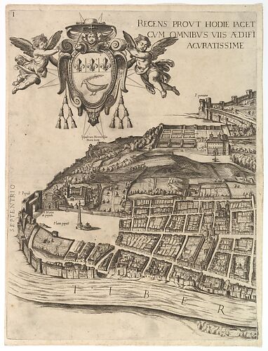 Plan of the City of Rome. Part 1 showing the Villa Medici and Piazza del Popolo