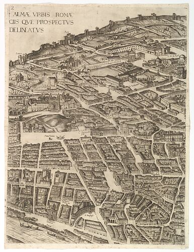 Plan of the City of Rome. Part 2 with the Trinità dei Monti, Palazzo Borghese and the Baths of Diocletian