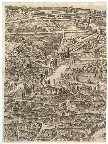 Plan of the City of Rome. Part 4 with the Santa Maria in Aracoeli, the Forum Romanum, the Colosseum and the Lateran Palace.