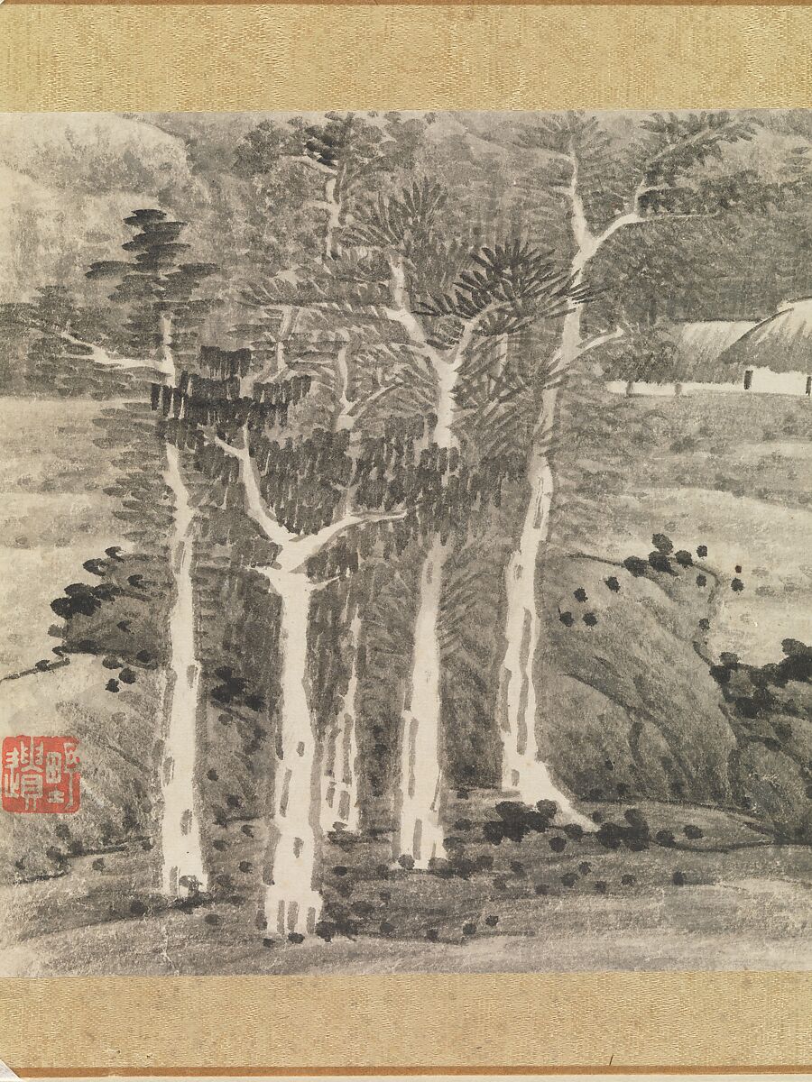 Landscapes and trees, Gong Xian (Chinese, 1619–1689), Album of twelve leaves; ink on paper, China
