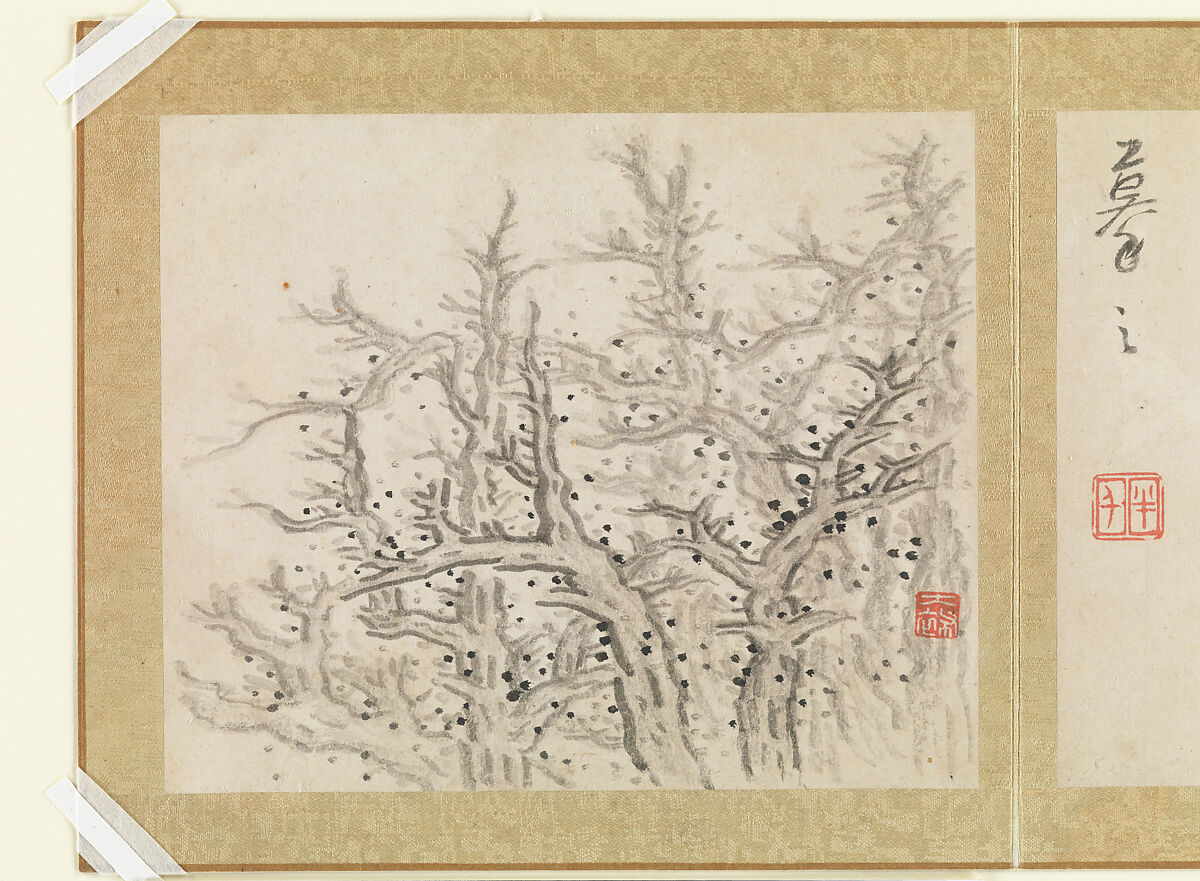 Landscapes and trees, Gong Xian (Chinese, 1619–1689), Album of twelve leaves; ink on paper, China