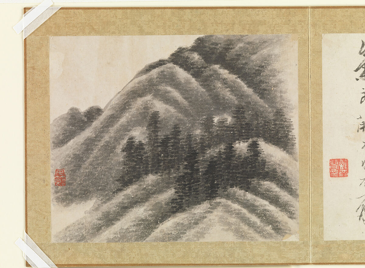 Landscapes and trees, Gong Xian (Chinese, 1619–1689), Album of twelve leaves; ink on paper, China