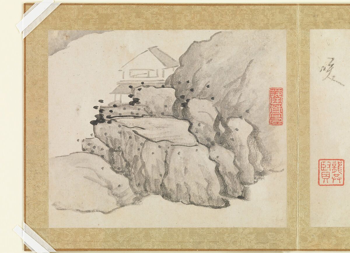 Landscapes and trees, Gong Xian (Chinese, 1619–1689), Album of twelve leaves; ink on paper, China