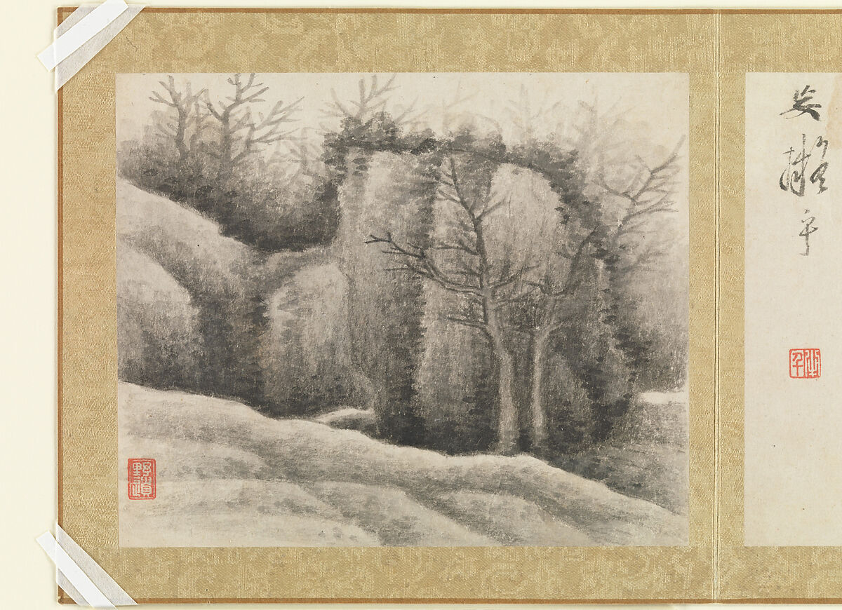 Landscapes and trees, Gong Xian (Chinese, 1619–1689), Album of twelve leaves; ink on paper, China