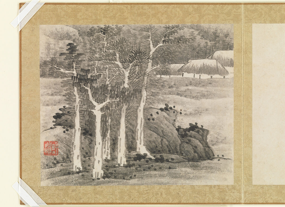 Landscapes and trees, Gong Xian (Chinese, 1619–1689), Album of twelve leaves; ink on paper, China