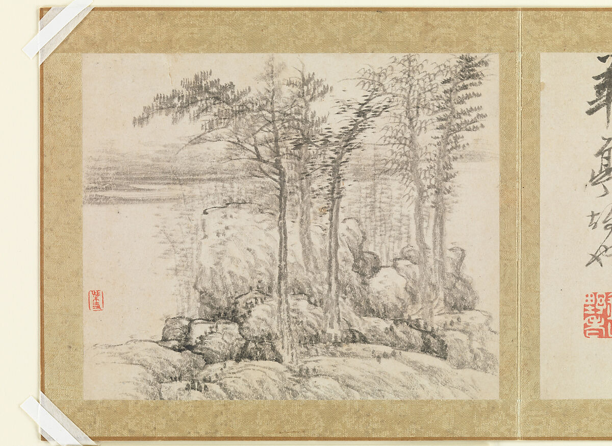 Landscapes and trees, Gong Xian (Chinese, 1619–1689), Album of twelve leaves; ink on paper, China