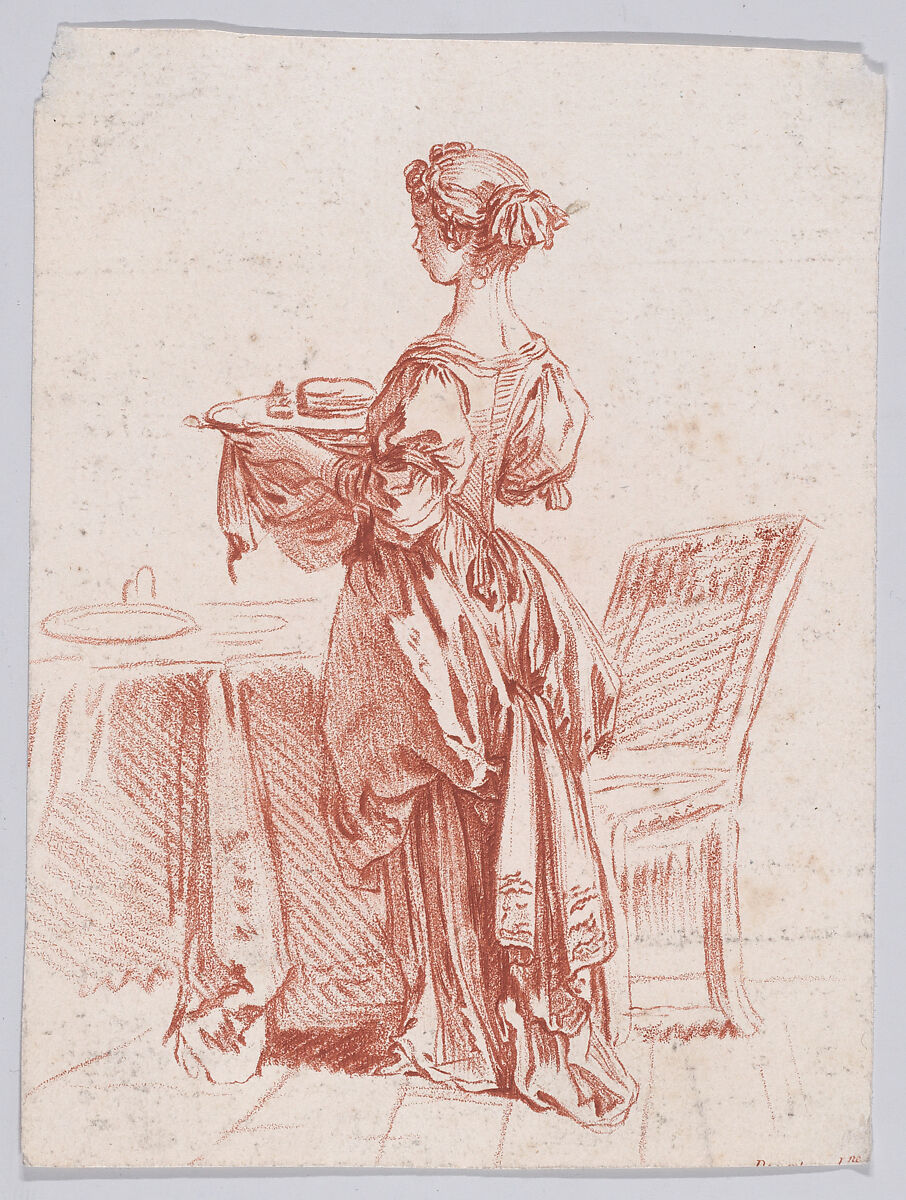 Jeune femme, Gilles Demarteau (French, Liège 1722–1776 Paris), Crayon-manner etching printed in red ink 