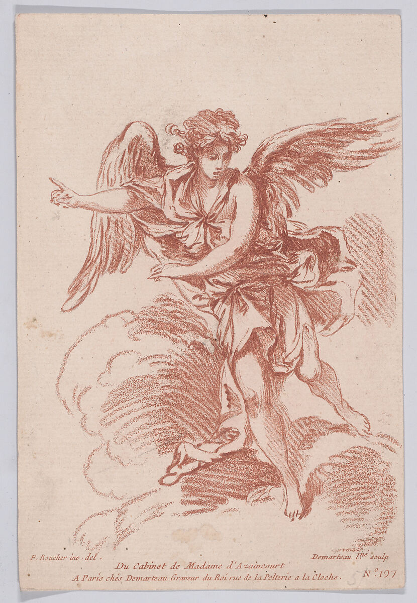 Ange, Gilles Demarteau (French, Liège 1722–1776 Paris), Crayon-manner etching printed in red ink 