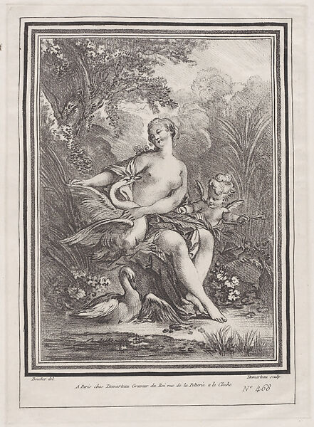 Facsimile Reproduction of Leda, Author of Meisterwerke der Graphik in XVIII jahrhundert, Alfred Stix, Facsimile reproduction of crayon-manner engraving 