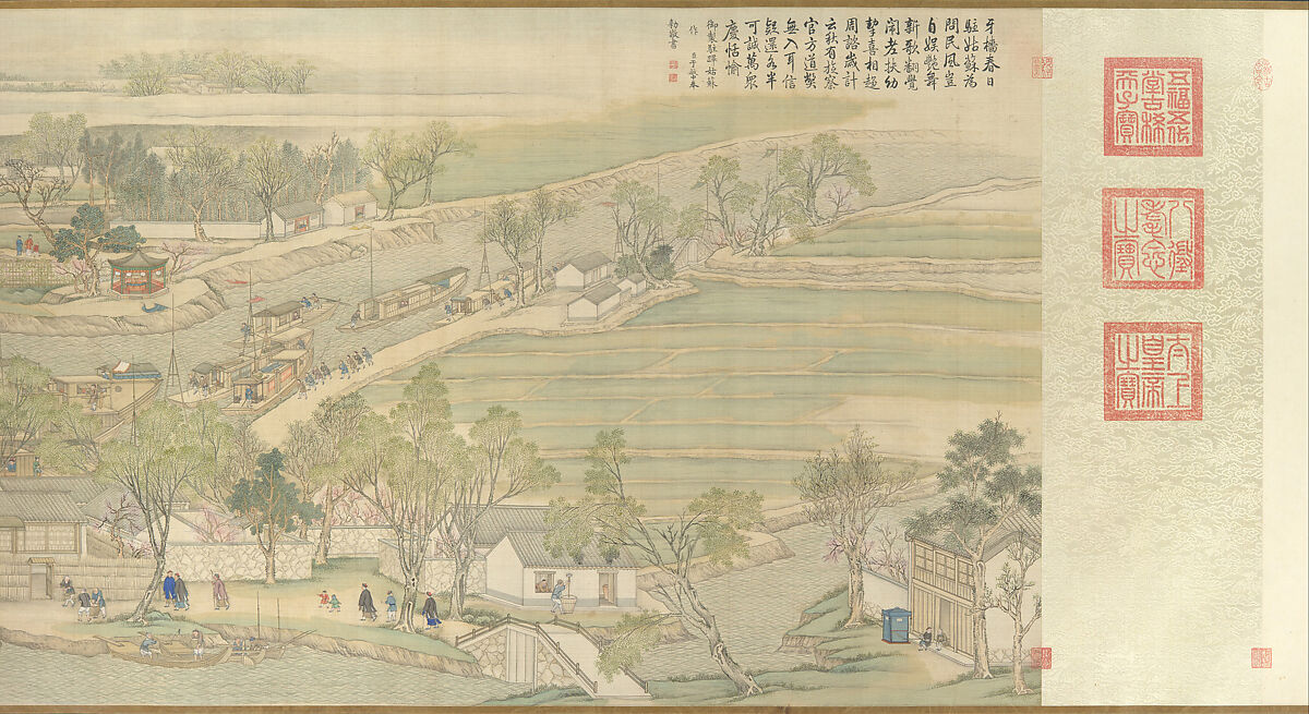 The Qianlong Emperor's Southern Inspection Tour, Scroll Six: Entering Suzhou along the Grand Canal, Xu Yang (Chinese, active ca. 1750–after 1776) and assistants, Handscroll; ink and color on silk, China