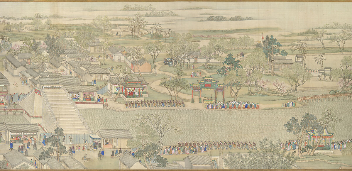 The Qianlong Emperor's Southern Inspection Tour, Scroll Six: Entering Suzhou along the Grand Canal, Xu Yang (Chinese, active ca. 1750–after 1776) and assistants, Handscroll; ink and color on silk, China