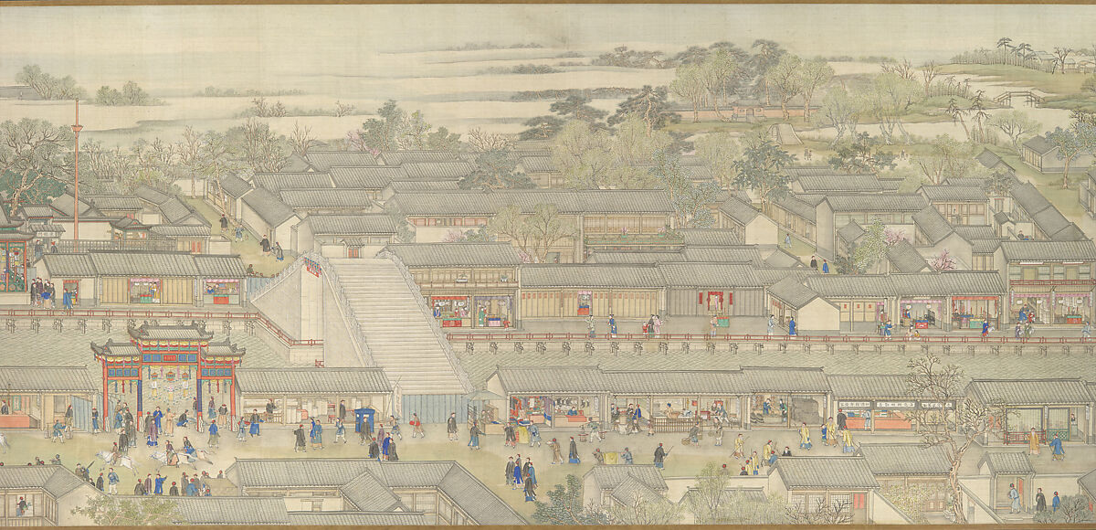 The Qianlong Emperor's Southern Inspection Tour, Scroll Six: Entering Suzhou along the Grand Canal, Xu Yang (Chinese, active ca. 1750–after 1776) and assistants, Handscroll; ink and color on silk, China