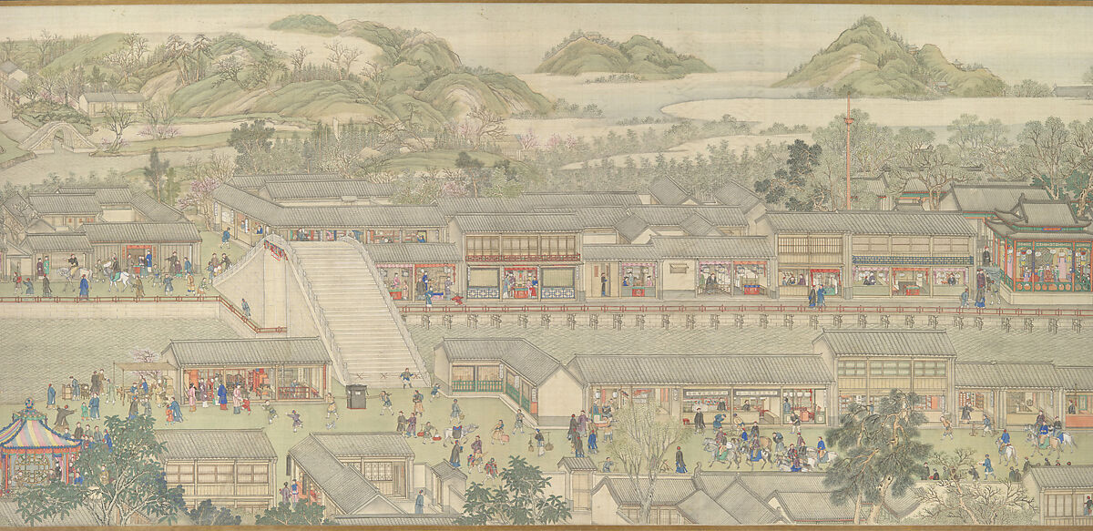 The Qianlong Emperor's Southern Inspection Tour, Scroll Six: Entering Suzhou along the Grand Canal, Xu Yang (Chinese, active ca. 1750–after 1776) and assistants, Handscroll; ink and color on silk, China