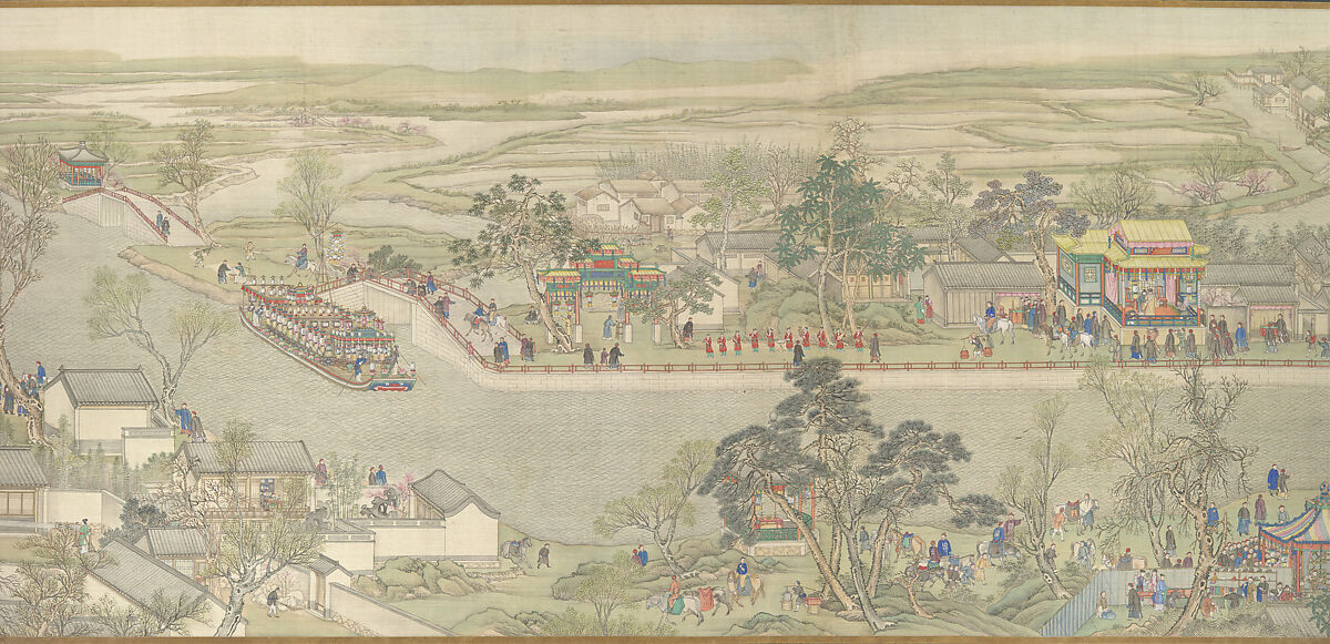 The Qianlong Emperor's Southern Inspection Tour, Scroll Six: Entering Suzhou along the Grand Canal, Xu Yang (Chinese, active ca. 1750–after 1776) and assistants, Handscroll; ink and color on silk, China