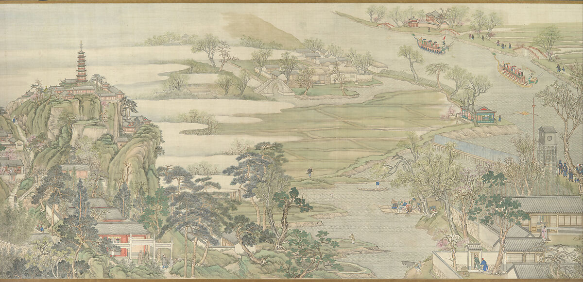The Qianlong Emperor's Southern Inspection Tour, Scroll Six: Entering Suzhou along the Grand Canal, Xu Yang (Chinese, active ca. 1750–after 1776) and assistants, Handscroll; ink and color on silk, China