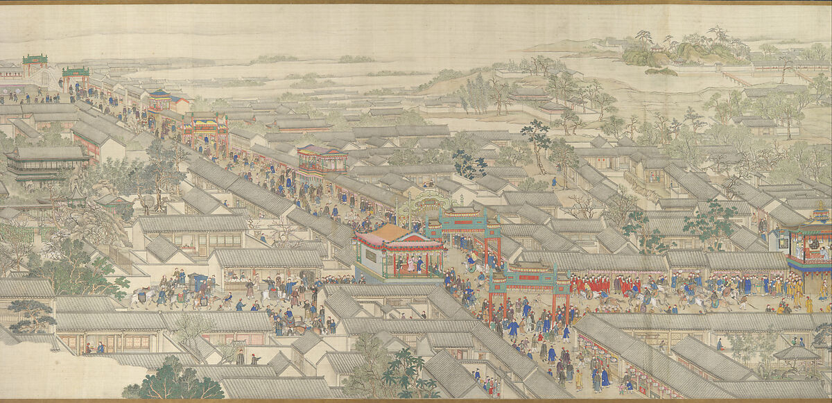 The Qianlong Emperor's Southern Inspection Tour, Scroll Six: Entering Suzhou along the Grand Canal, Xu Yang (Chinese, active ca. 1750–after 1776) and assistants, Handscroll; ink and color on silk, China