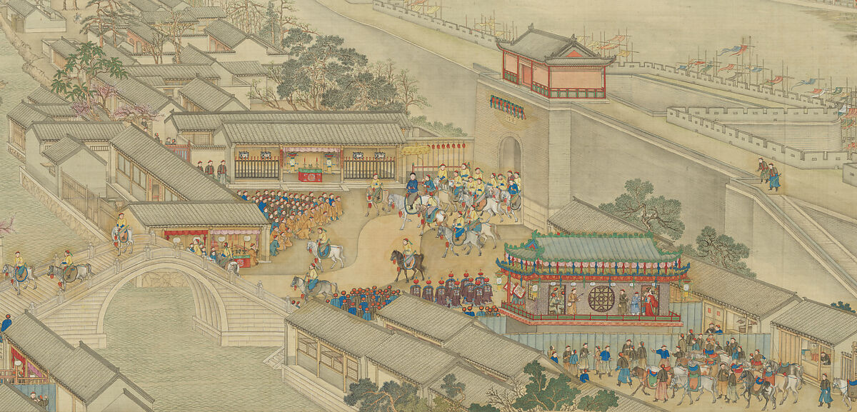 The Qianlong Emperor's Southern Inspection Tour, Scroll Six: Entering Suzhou along the Grand Canal, Xu Yang (Chinese, active ca. 1750–after 1776) and assistants, Handscroll; ink and color on silk, China