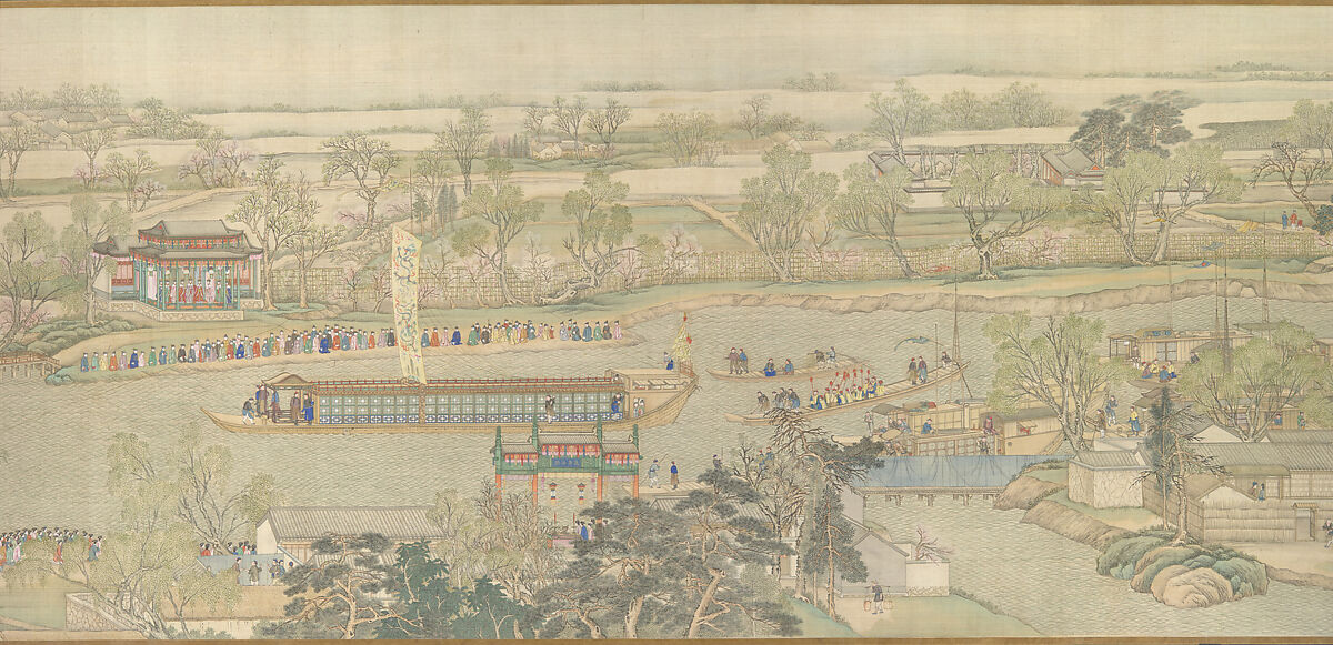 The Qianlong Emperor's Southern Inspection Tour, Scroll Six: Entering Suzhou along the Grand Canal, Xu Yang (Chinese, active ca. 1750–after 1776) and assistants, Handscroll; ink and color on silk, China 