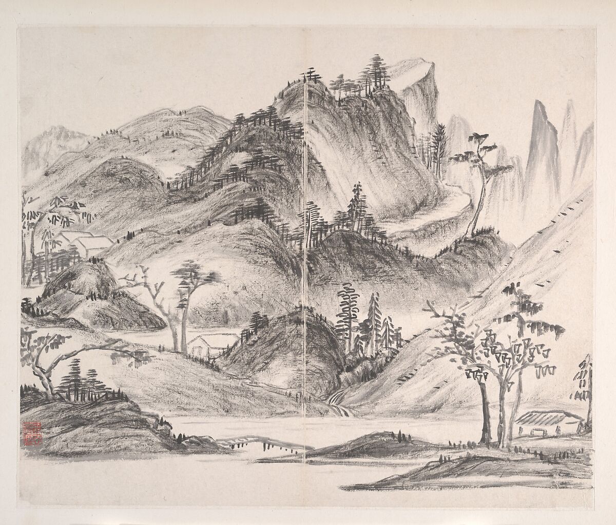 Landscapes, Yi Bingshou (Chinese, 1754–1815), Album of eight leaves; ink on paper, China