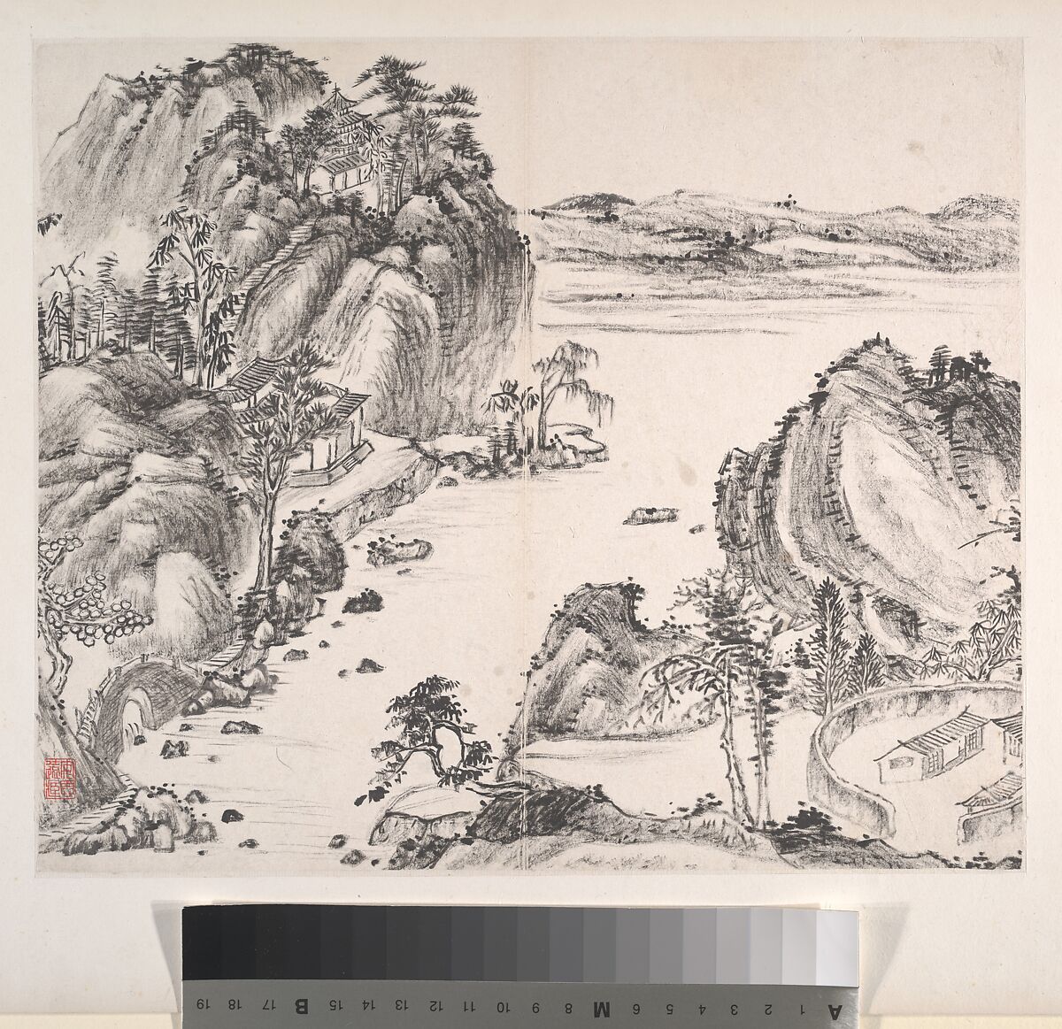 Landscapes, Yi Bingshou (Chinese, 1754–1815), Album of eight leaves; ink on paper, China