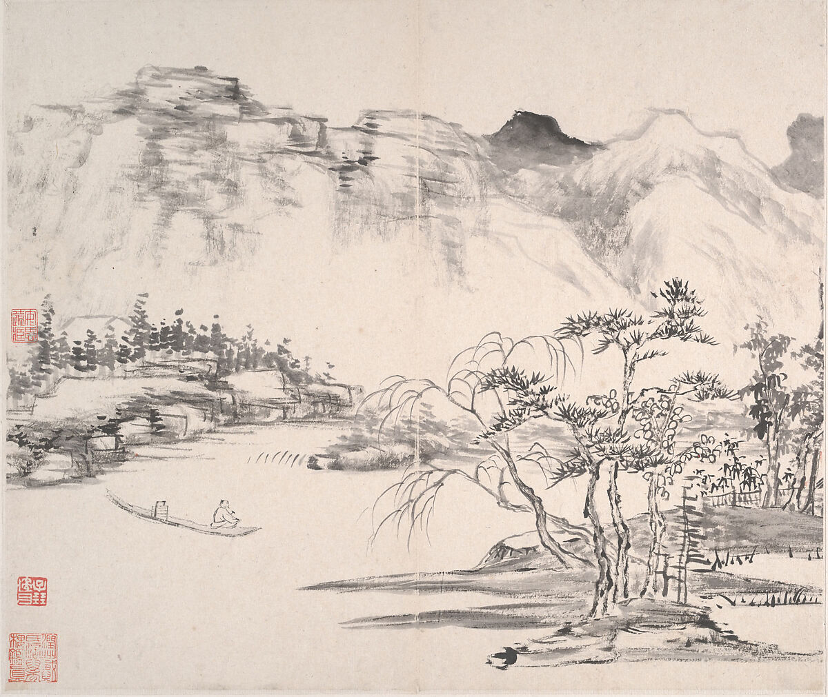 Landscapes, Yi Bingshou (Chinese, 1754–1815), Album of eight leaves; ink on paper, China 