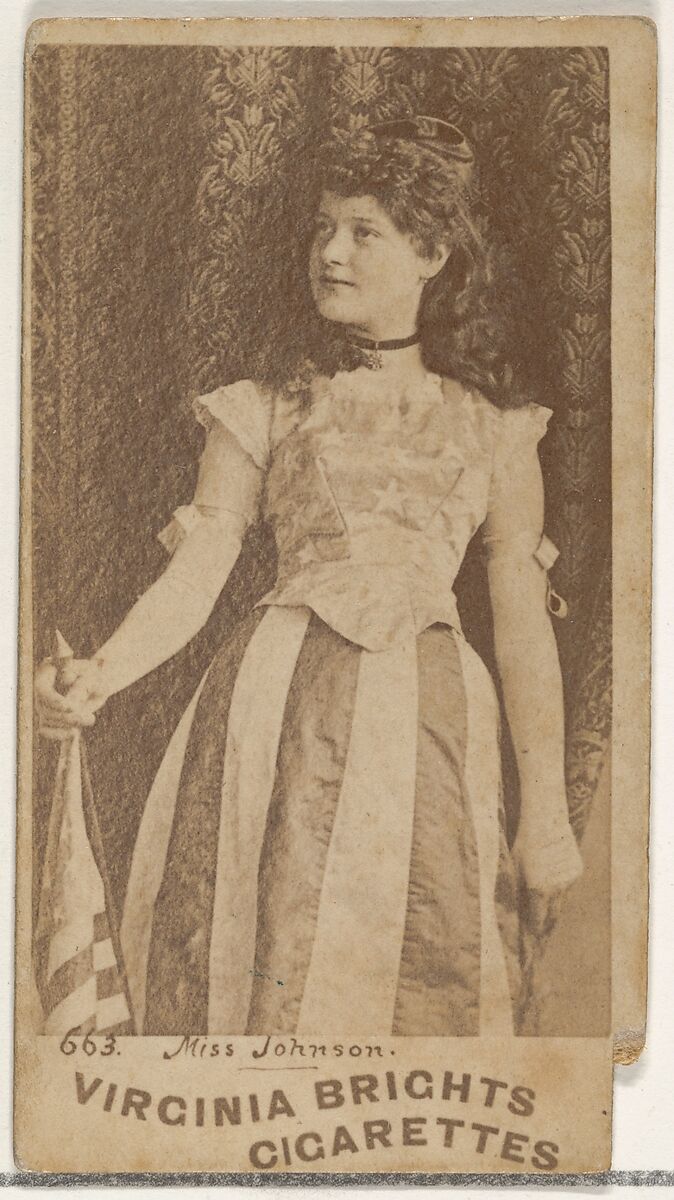 Card 663, Miss Johnson, from the Actors and Actresses series (N45, Type 1) for Virginia Brights Cigarettes, Issued by Allen &amp; Ginter (American, Richmond, Virginia), Albumen photograph 