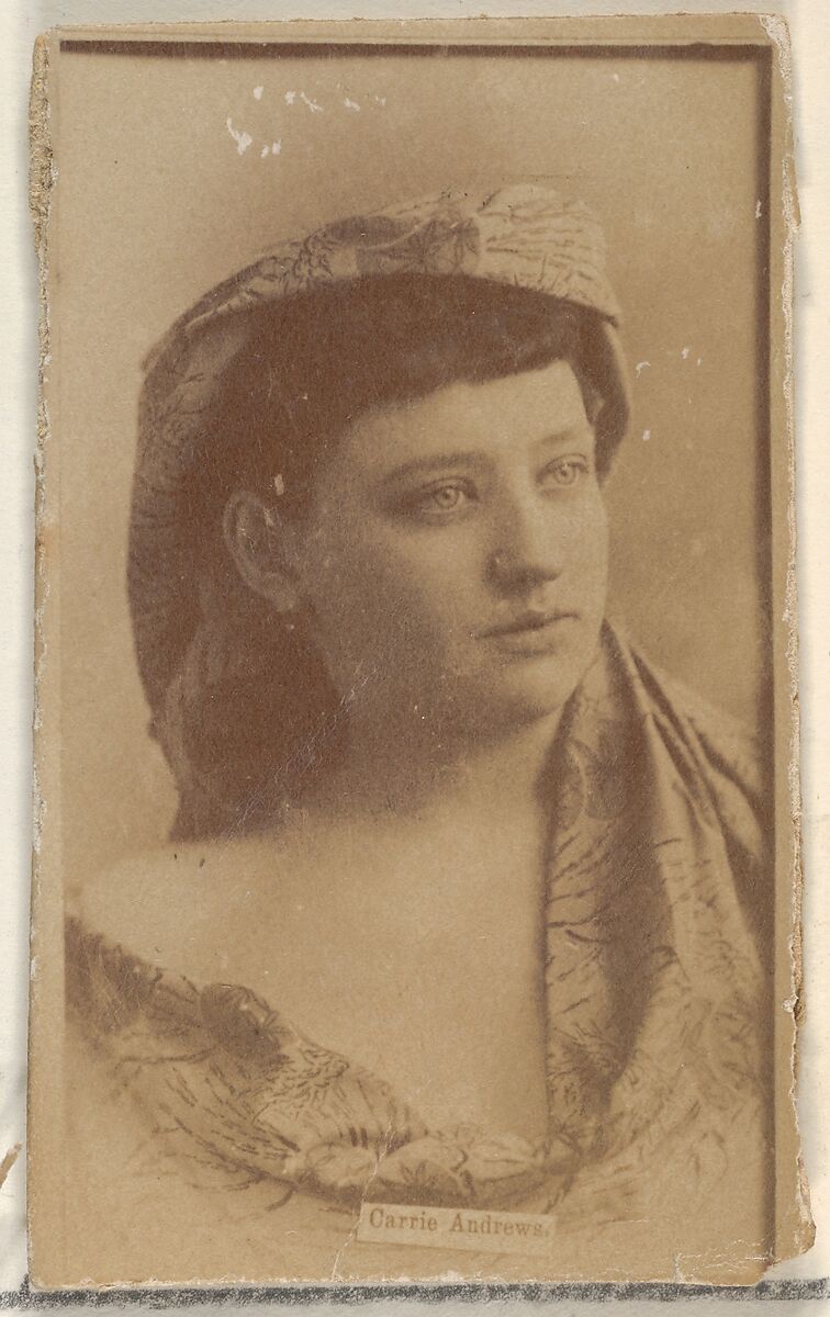 Carrie Andrews, from the Actors and Actresses series (N45, Type 1) for Virginia Brights Cigarettes, Issued by Allen &amp; Ginter (American, Richmond, Virginia), Albumen photograph 