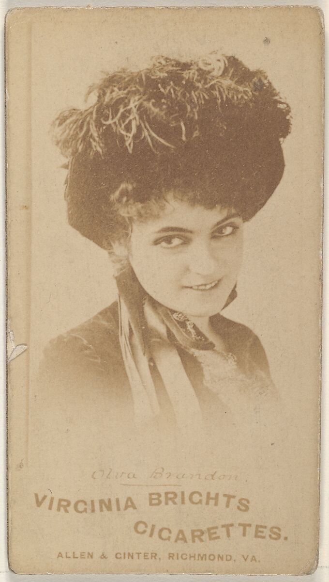Olva Brandon, from the Actors and Actresses series (N45, Type 1) for Virginia Brights Cigarettes, Issued by Allen &amp; Ginter (American, Richmond, Virginia), Albumen photograph 
