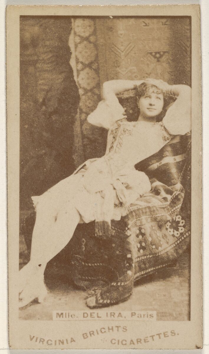 Mlle. Del Ira, Paris, from the Actors and Actresses series (N45, Type 1) for Virginia Brights Cigarettes, Issued by Allen &amp; Ginter (American, Richmond, Virginia), Albumen photograph 