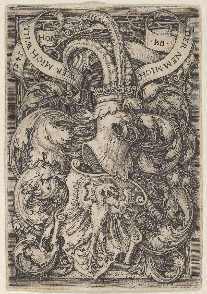 Coat of Arms with an Eagle Surrounded by Foliage, Sebald Beham (German, Nuremberg 1500–1550 Frankfurt), Engraving 