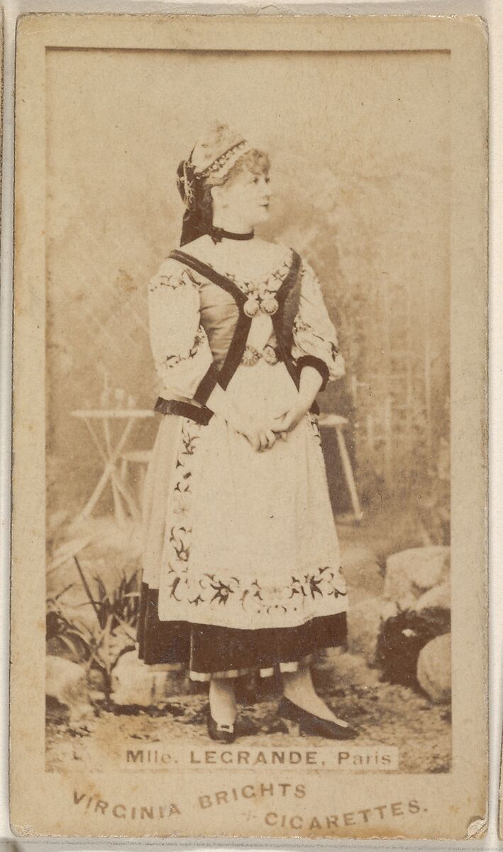 Mlle. Legrande, Paris, from the Actors and Actresses series (N45, Type 1) for Virginia Brights Cigarettes, Issued by Allen &amp; Ginter (American, Richmond, Virginia), Albumen photograph 