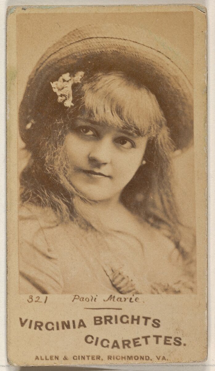 Card 321, Paoli Marie, from the Actors and Actresses series (N45, Type 1) for Virginia Brights Cigarettes, Issued by Allen &amp; Ginter (American, Richmond, Virginia), Albumen photograph 