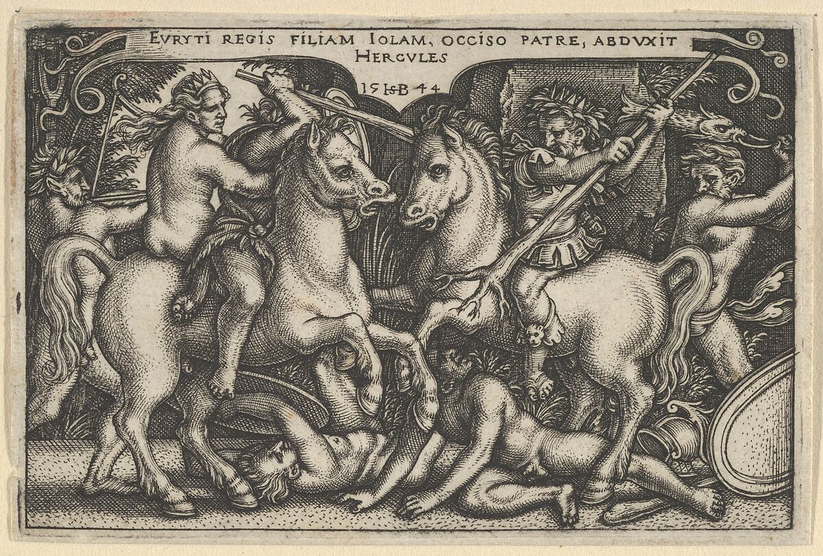 Hercules Raping Jole, from "The Labors of Hercules", Sebald Beham (German, Nuremberg 1500–1550 Frankfurt), Engraving 