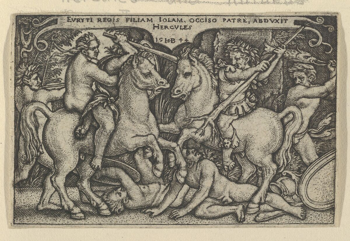 Hercules Raping Jole, from "The Labors of Hercules", Sebald Beham (German, Nuremberg 1500–1550 Frankfurt), Engraving 