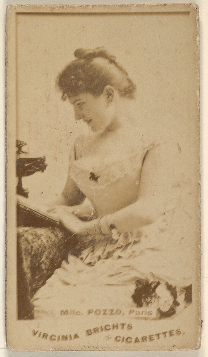 Mlle. Pozzo, Paris, from the Actors and Actresses series (N45, Type 1) for Virginia Brights Cigarettes, Issued by Allen &amp; Ginter (American, Richmond, Virginia), Albumen photograph 