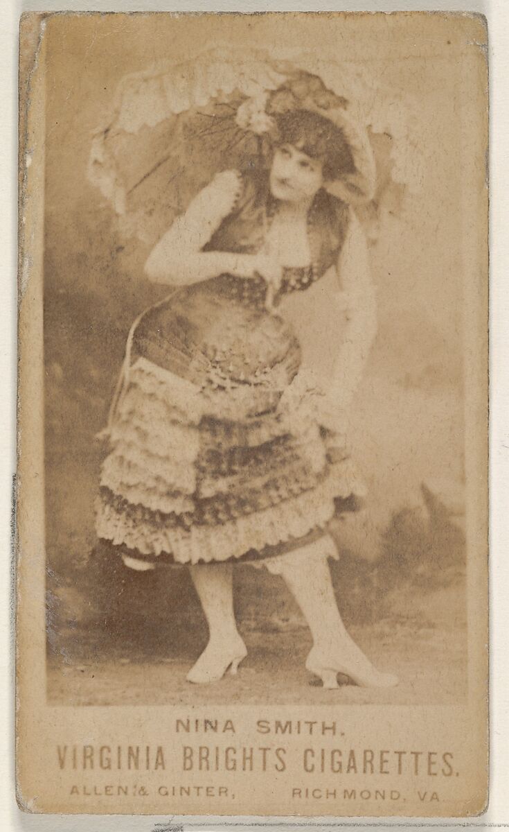 Nina Smith, from the Actors and Actresses series (N45, Type 1) for Virginia Brights Cigarettes, Issued by Allen &amp; Ginter (American, Richmond, Virginia), Albumen photograph 