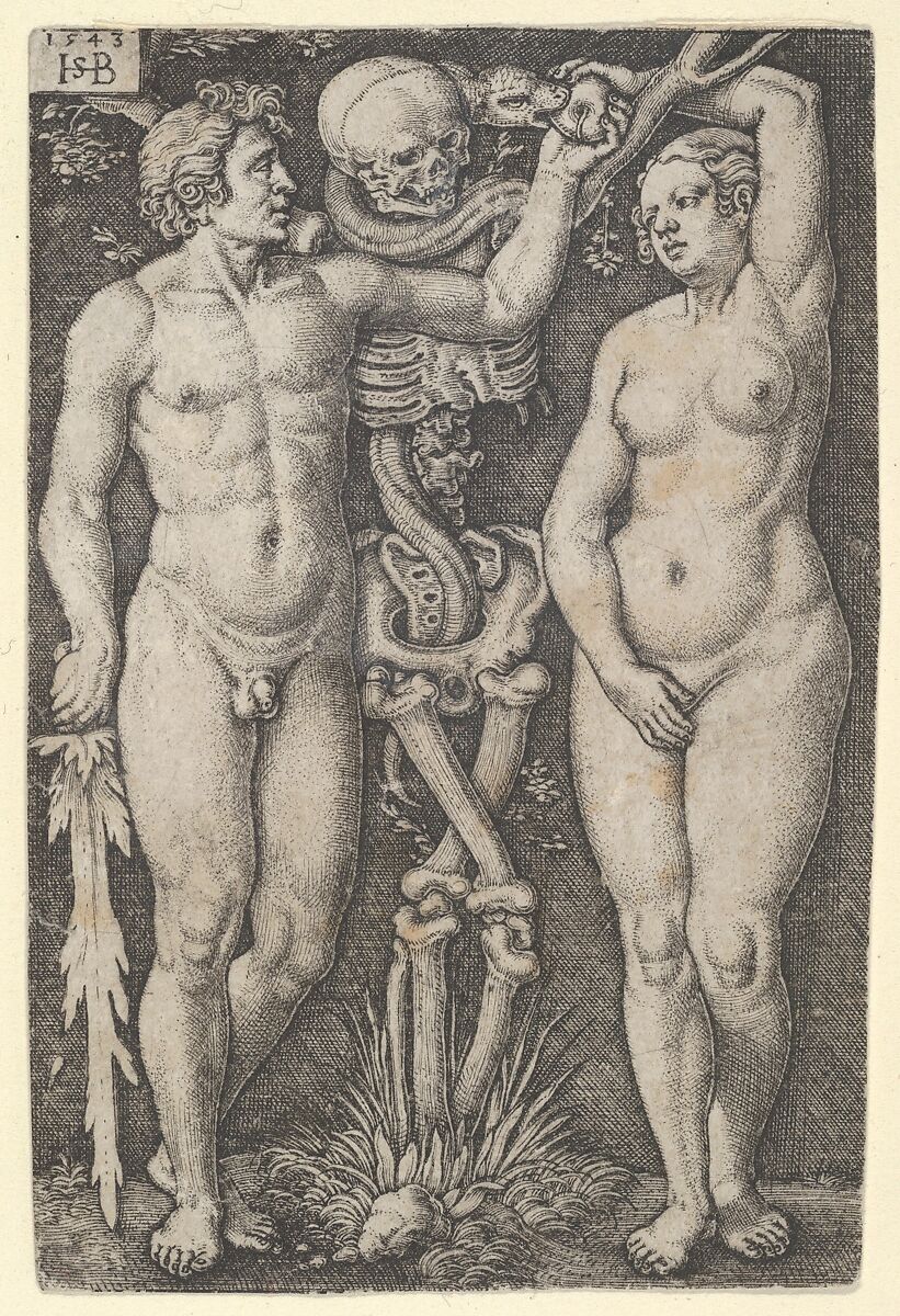 Adam and Eve, Sebald Beham (German, Nuremberg 1500–1550 Frankfurt), Engraving; state two (a) of five states 