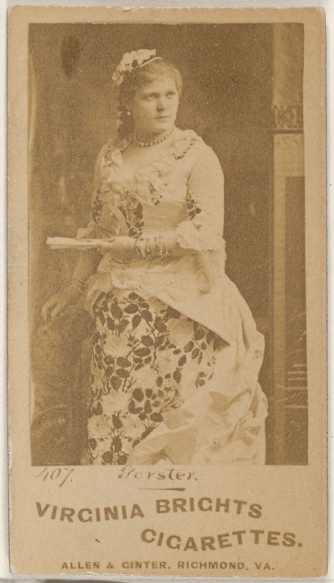 Card 407, Gerster, from the Actors and Actresses series (N45, Type 1) for Virginia Brights Cigarettes, Issued by Allen &amp; Ginter (American, Richmond, Virginia), Albumen photograph 