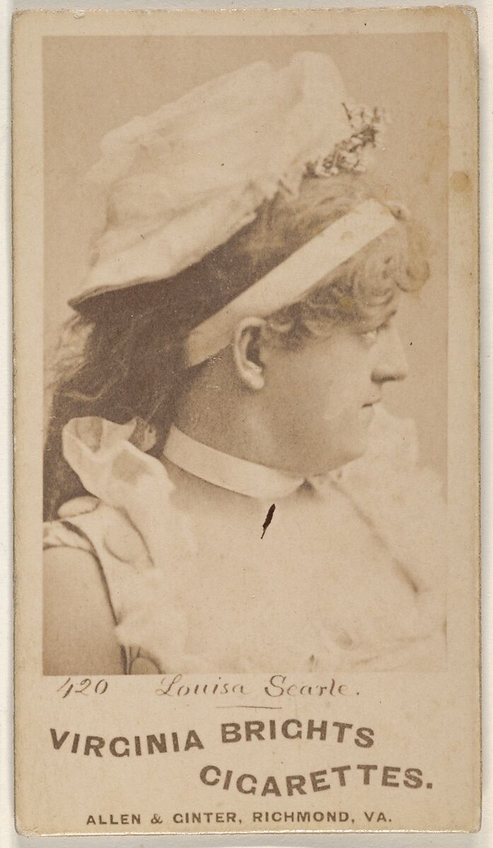 Card 420, Louisa Searle, from the Actors and Actresses series (N45, Type 1) for Virginia Brights Cigarettes, Issued by Allen &amp; Ginter (American, Richmond, Virginia), Albumen photograph 