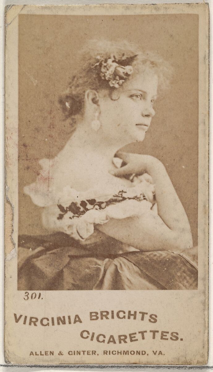 Card 301, from the Actors and Actresses series (N45, Type 5) for Virginia Brights Cigarettes, Issued by Allen &amp; Ginter (American, Richmond, Virginia), Albumen photograph 