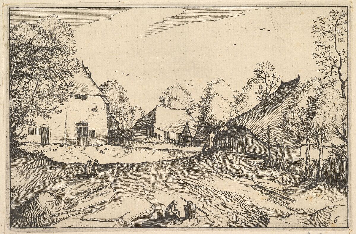 The Swan's Inn, plate 6 from "Regiunculae et Villae Aliquot Ducatus Brabantiae", Claes Jansz. Visscher (Dutch, Amsterdam 1586–1652 Amsterdam), Etching 