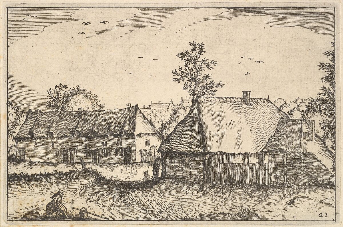 Large Sheds, plate 21 from "Regiunculae et Villae Aliquot Ducatus Brabantiae", Claes Jansz. Visscher (Dutch, Amsterdam 1586–1652 Amsterdam), Etching 