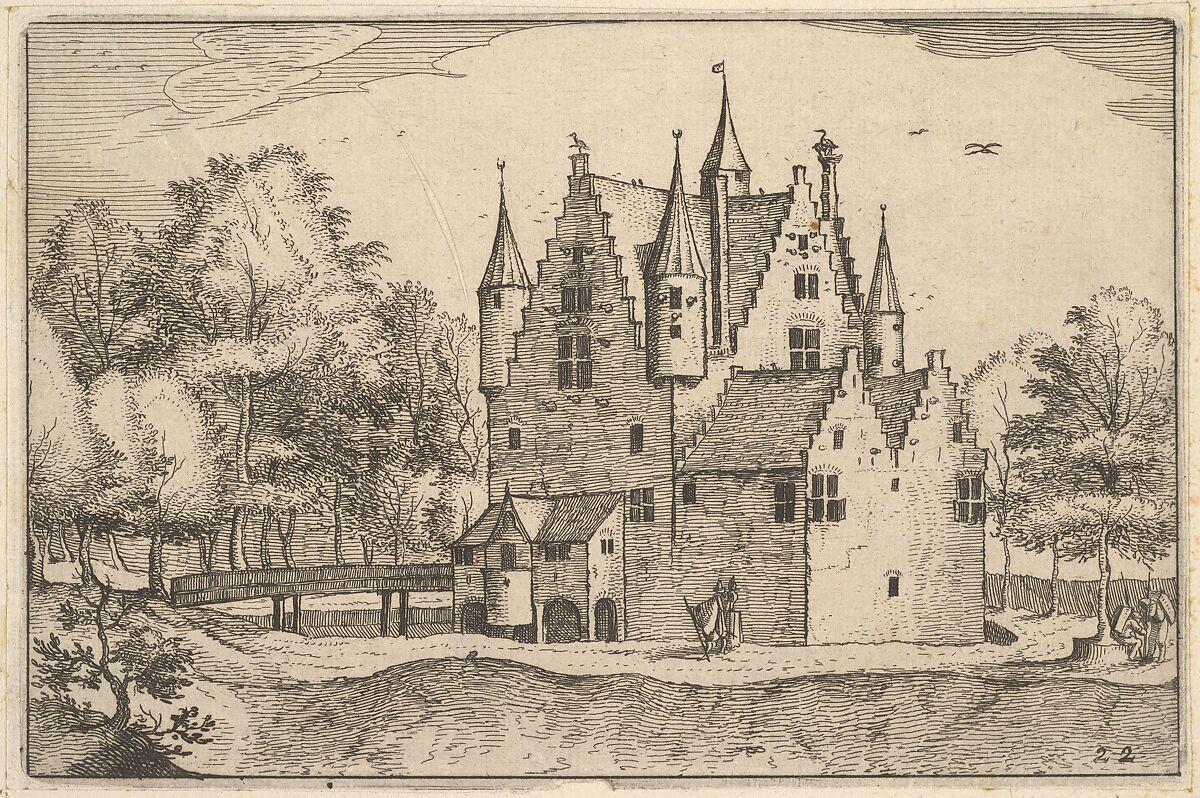 A Castle, plate 22 from "Regiunculae et Villae Aliquot Ducatus Brabantiae", Claes Jansz. Visscher (Dutch, Amsterdam 1586–1652 Amsterdam), Etching 